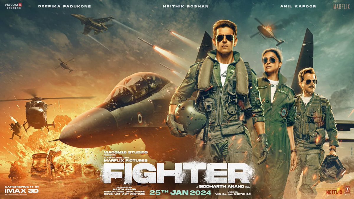 Latest Poster of #Fighter 🔥

#FighterOnJan25th #FighterTeaser #HrithikRoshan #DeepikaPadukone #SiddharthAnand