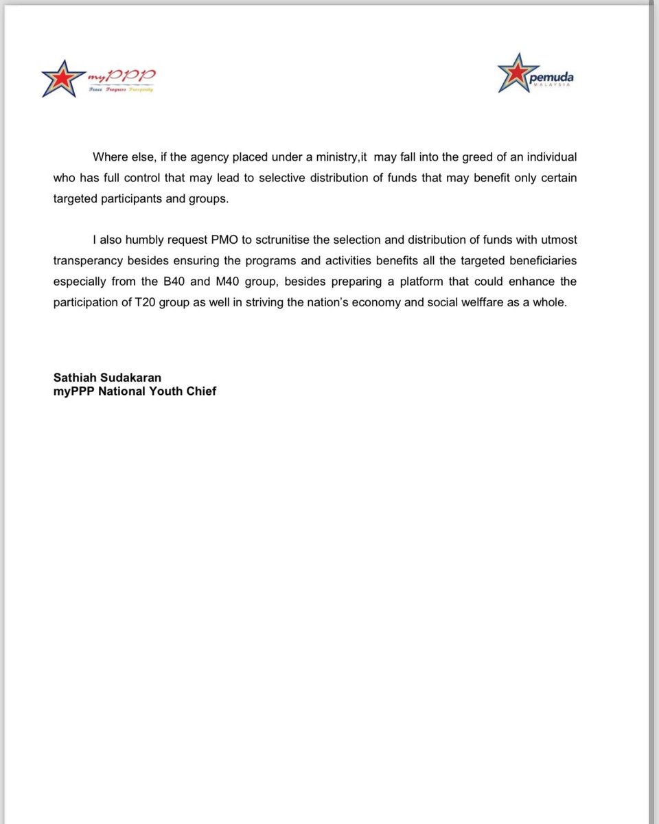 pemudamyppp's tweet photo. PRESS STATEMENT - myPPP N Youth (MITRA)

#myppp #mypppyouth #pemudamyppp #mitra https://t.co/eZ9hPyFrJ5