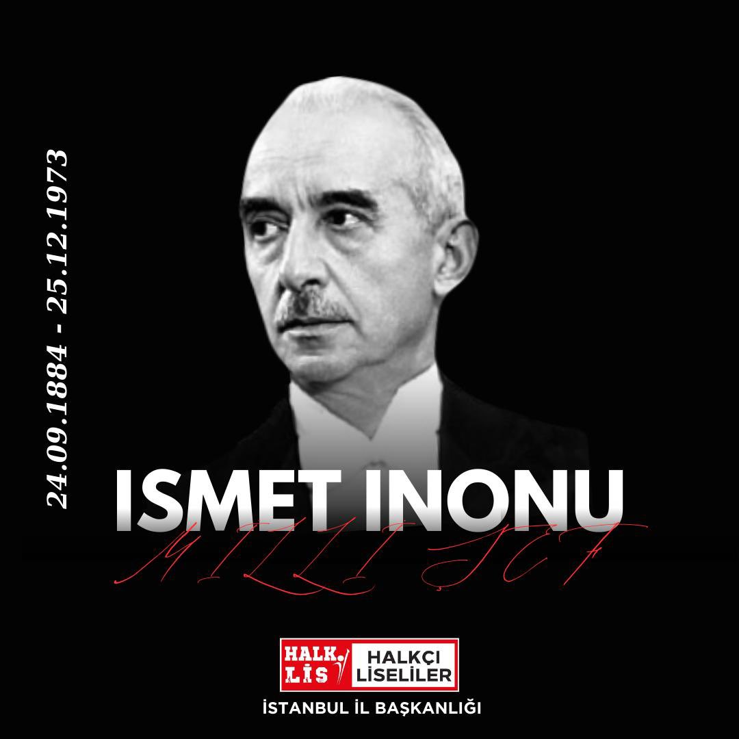 halklisist's tweet photo. Kurtuluş Savaşı kahramanı, Türkiye'yi II. Dünya Savaşı'nın dışında tutmayı başarabilen kararlı devlet adamı, Cumhuriyetimizin ilk Başbakanı, ikinci Cumhurbaşkanı, Lozan kahramanı, partimizin efsanevi Genel Başkanı İsmet İnönü'yü saygı ve minnetle anıyoruz. 

#ismetinönü https://t.co/x0MoUxJo5d