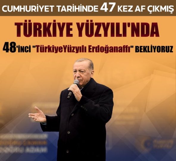 Pandemi döneminde dünyada gayri müslim ülkeler bile af ilan ederken
Siz nedenn infaz düzenlemesinde bile ayrım yaptınız  
Yine Sonuç Aynı Cezaevleri Tıka basa dolu 

ÇözümAF SonraTekTipinfaz
<a href="/yilmaztunc/">Yılmaz TUNÇ</a> <a href="/AYMBASKANLIGI/">Anayasa Mahkemesi</a> <a href="/ramazancan0071/">Ramazan CAN🇹🇷</a> <a href="/AvOrhanKIRCALI/">Av. Orhan KIRCALI 🇹🇷</a> @
<a href="/eczozgurozel/">Özgür Özel</a> <a href="/RTErdogan/">Recep Tayyip Erdoğan</a>
