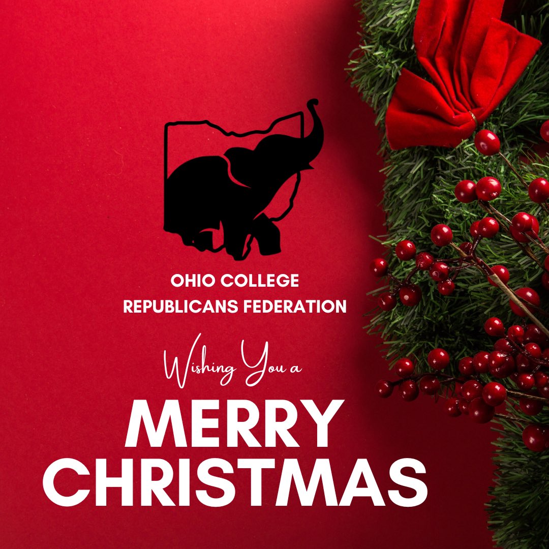 On behalf of Ohio College Republicans Federation team, Merry Christmas to you and your loved ones! OCRF is lucky to have a family of tens of College Republicans chapters with thousands of students in the state of Ohio, we extend our holiday wishes to you all!