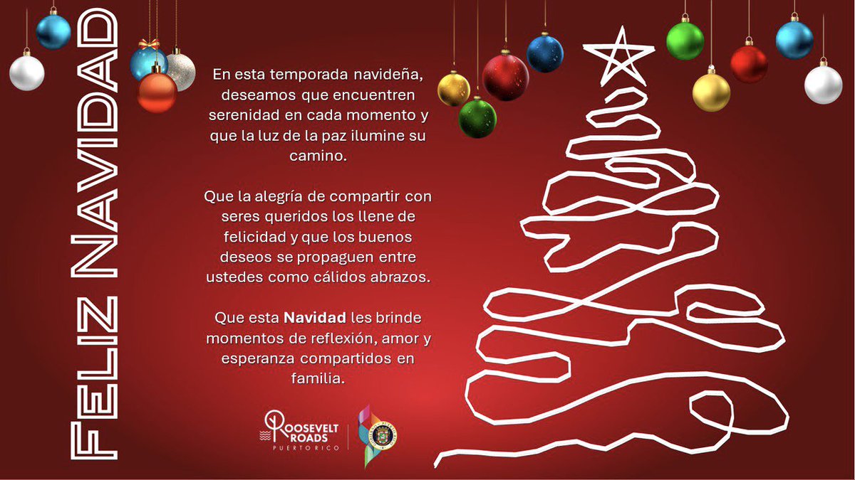 ¡FELIZ NAVIDAD! 🎄🎄🎄

Que la alegría, salud y bendiciones de la Navidad llenen sus días y los de sus seres queridos.   

¡Felices fiestas llenas de unión y alegría! 🎉🎅🏽🌟

<a href="/prdirRooseveltR/">prdirrooseveltroads</a>