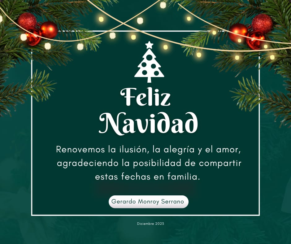 Que el espíritu de la navidad inunde sus corazones, aprovechen esta oportunidad para valorar la importancia de convivir con sus seres queridos.
Les mando un fuerte abrazo. 
¡FELICES FIESTAS! ☃️🎄🎆
