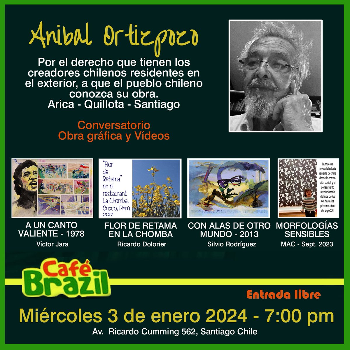 anibalortizpozo's tweet photo. La obra de @anibalortizpozo por los caminos de #Chile en un encuentro con su gente. #ortizpozo #CafeBrazil @micafebrazil @Museo_MAC @culturas_cl https://t.co/d40fz3VxqP