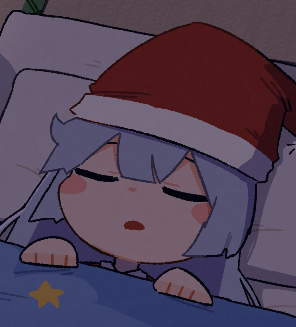 1girl hat santa hat solo sleeping closed eyes blush stickers  illustration images