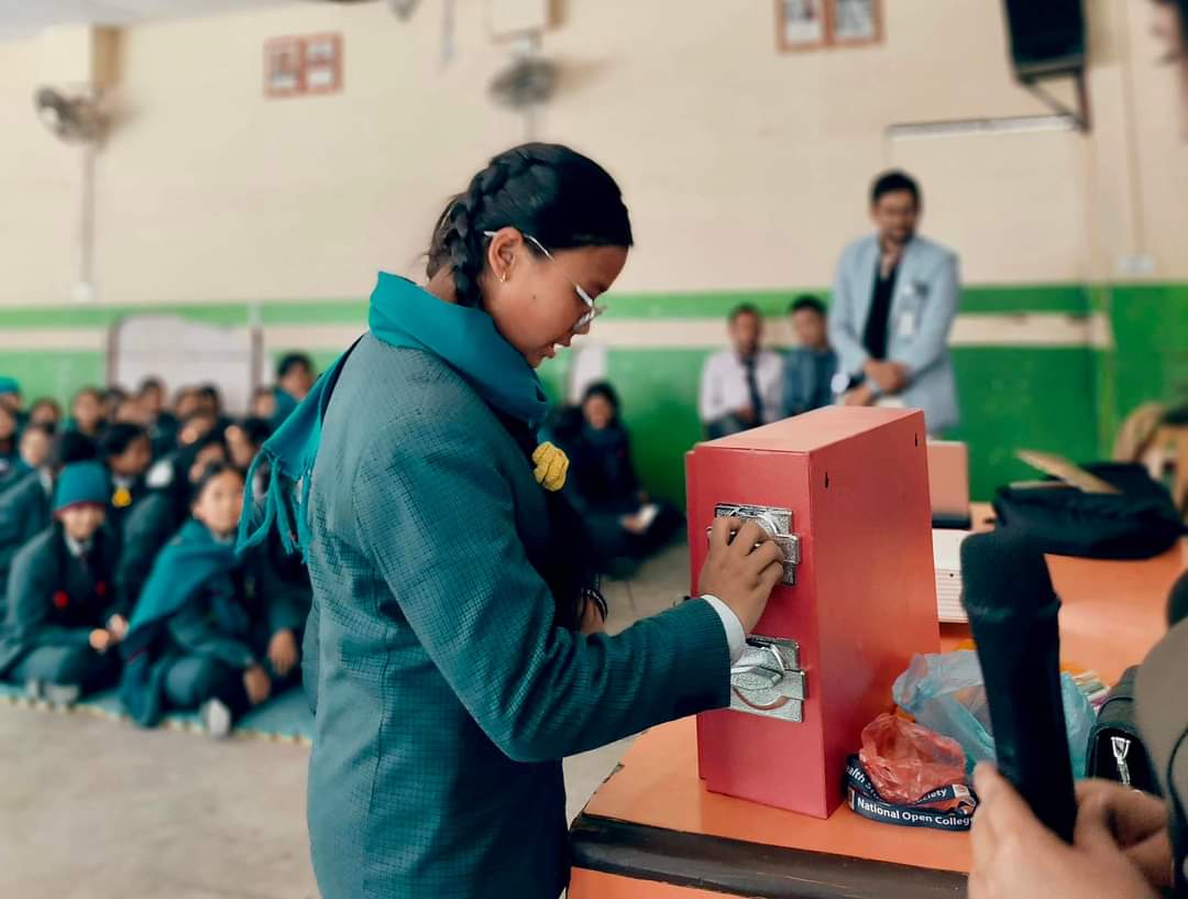 TeamNEPO's tweet photo. Congratulations to Team NEPO Kathmandu on successfully installing a Sanitary Pad Vending Machine and organizing a menstrual hygiene awareness program at Paramva World School, Tarakeshwor, Kathmandu last Sunday. https://t.co/SKyZEpnv0X