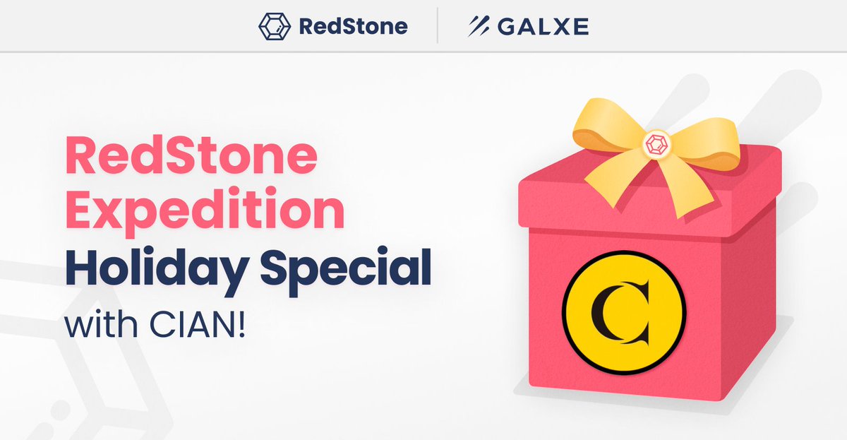 redstone_defi's tweet photo. Enjoying the holiday spirit, we are pleased to launch the next @Galxe campaign in the RedStone Expedition: Holiday Special series, this time with @CIAN_protocol 🟡

Complete all campaigns to claim a special present at the end 👉 https://t.co/ykT8q2iqJo https://t.co/2KPU97OEJJ