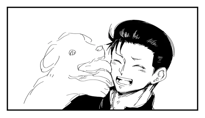 三さん家の犬にベロベロに舐められるよへくんを描きたかったのですが…気付いてしまいました……犬を描く才能がZEROということに………… 