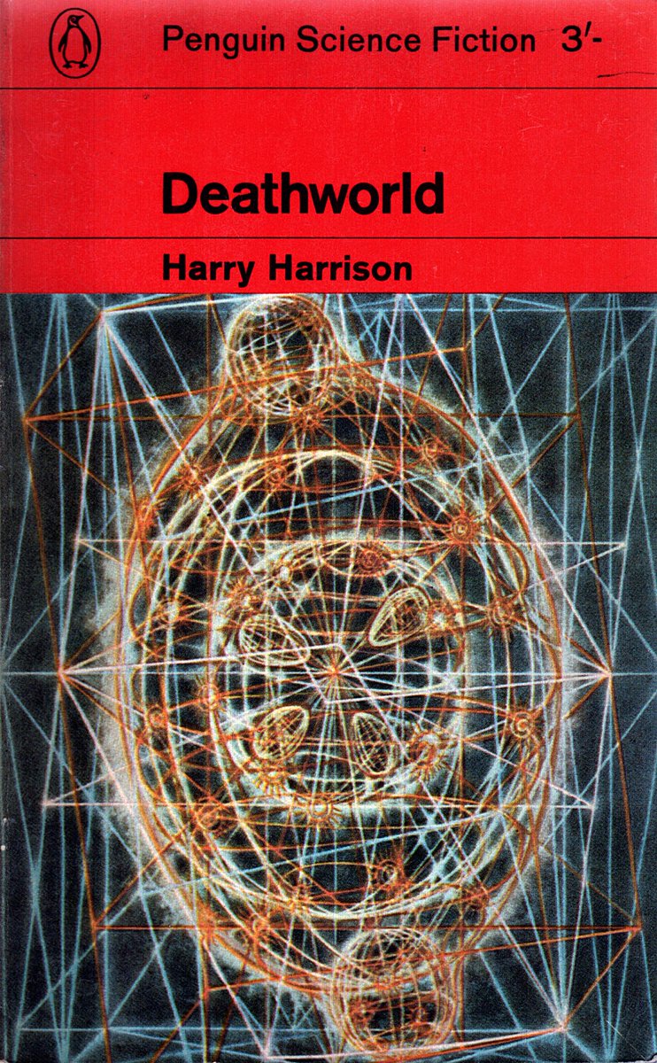 mavmaramis's tweet photo. Harry Harrison, Deathworld 1, Penguin, 1963. Cover: Citron by Pavel Tchelitchev. #BookCover #HarryHarrison #PavelTchelitchev #Penguin #deathworld @thatsgoodweb @afrocosmist @retroscifiart @doberes https://t.co/jlRLLHBJ9X