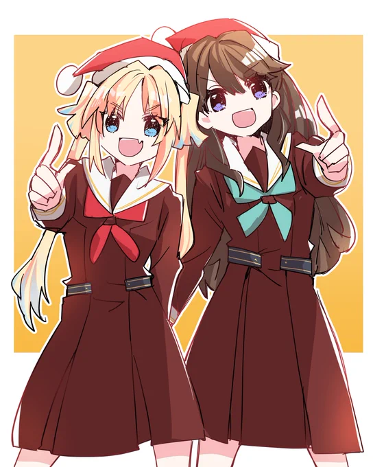 めぐ先輩と瑠璃乃ちゃんの「クリスマスが終わったら一気に年末の気持ちになるよね いけいけー!」#蓮ノ空美術部 