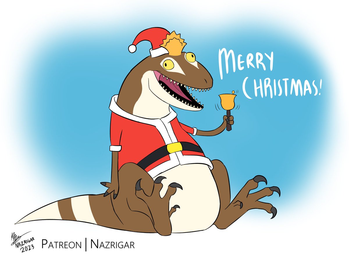 To those that celebrate it, may y'all have a Merry Christmas and a Happy Holiday! May the Cryplopho-claus give you many gifts! #Christmas2023 #Cryolophosaurus #paleoart