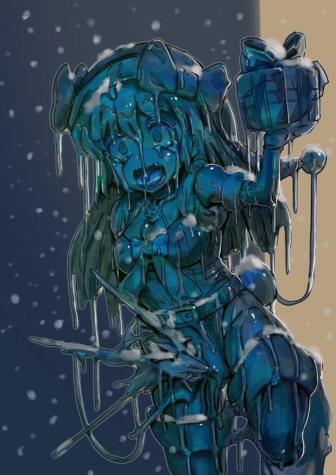 サンタのバイトをしてる途中でオナニーをしてしまった為、罰として永久の絶頂を課せられてしまった女の子を固めて作った石像 