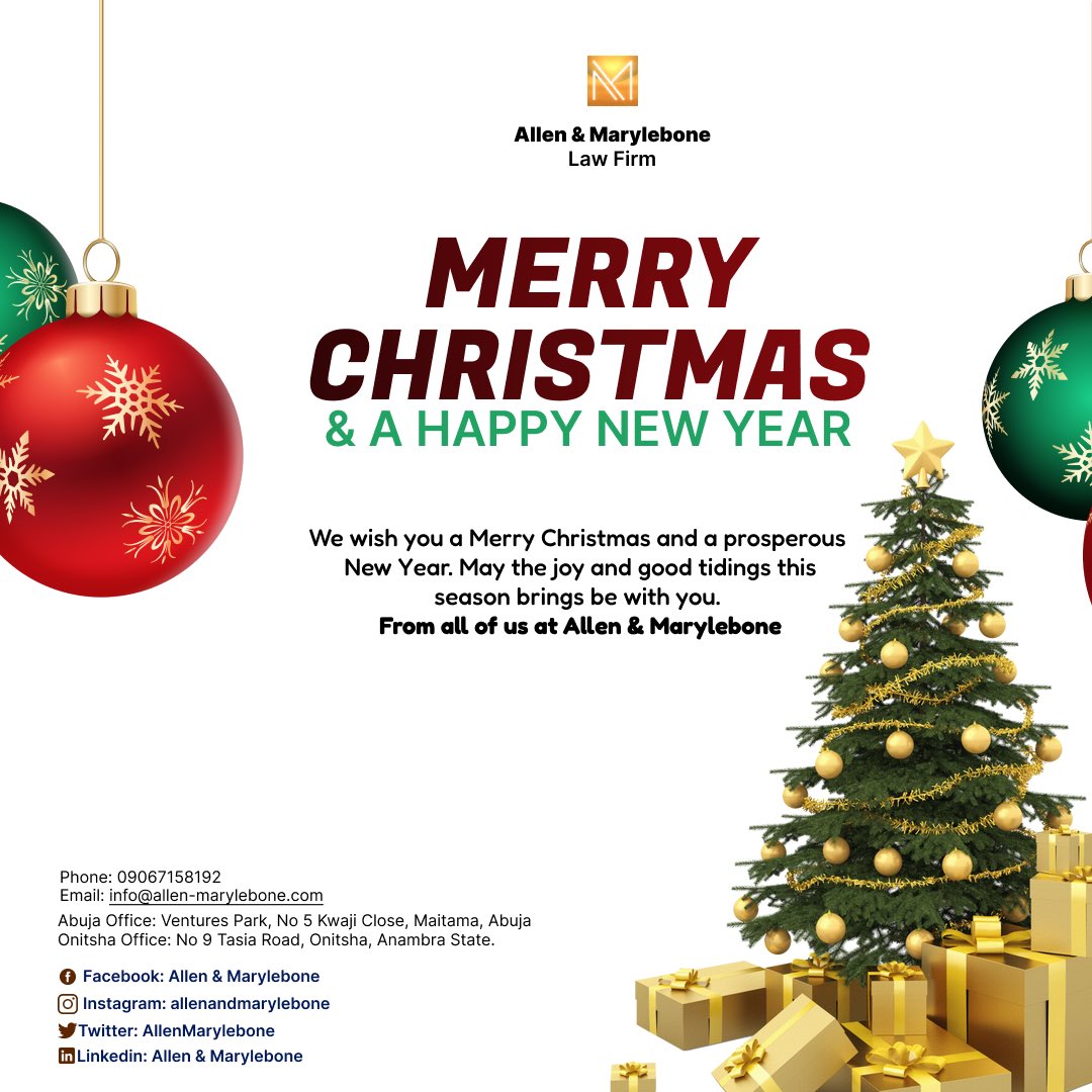 AllenMarylebone's tweet photo. Merry Christmas and a prosperous new year, from all of us at @AllenMarylebone https://t.co/uS68bWB1dh