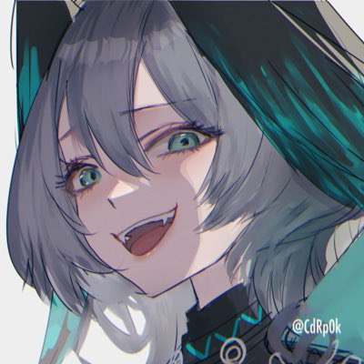 ho'olheyak (arknights) solo open mouth grey hair smile portrait 1girl looking at viewer  illustration images