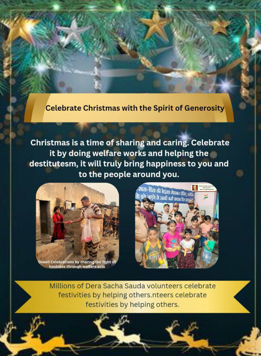 Christmas is the symbol of love and unitedness. Inspired by Saint MSG, the volunteers of Dera Sacha Sauda #SpreadSmile in the lives of underprivileged children, adults and elderly by free distribution of food, cloths, toys, books, blankets and bringing smile on every faces.