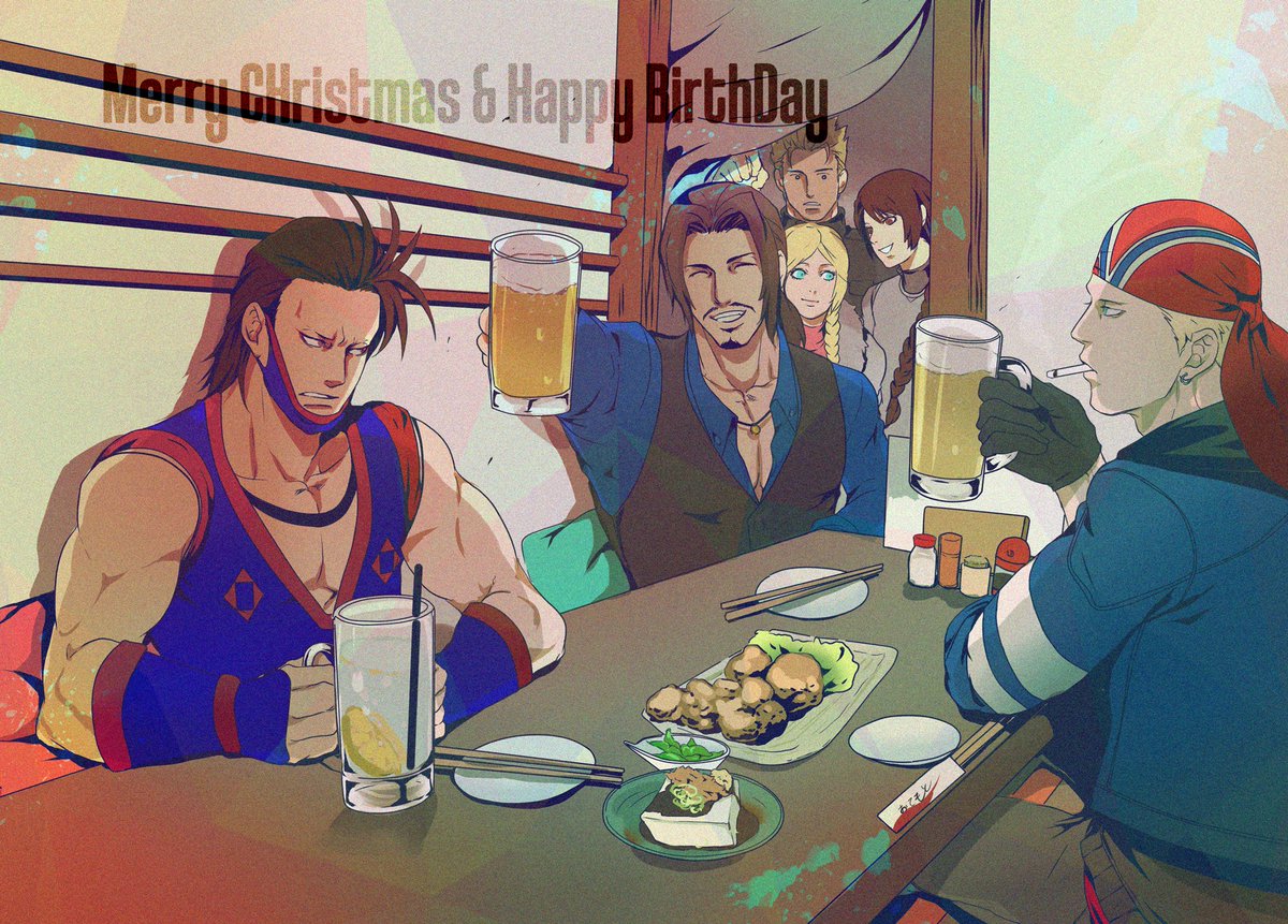 「ギリギリですが、メリークリスマス!ロバートさん、影二、ビリー、お誕生日おめでと!」|まつこのイラスト