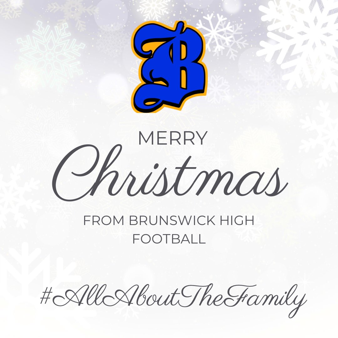 Merry Christmas to you &amp; your family from Brunswick High Football!  🟦🟨🏴‍☠️⚓️☠️ #AllAboutTheFamily 🎄✝️