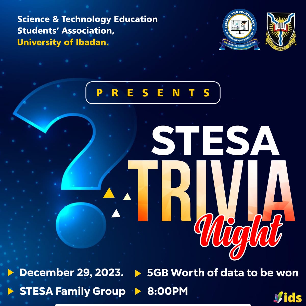 stesa_ui's tweet image. SOMETHING IS COOKING 👨🏽‍🍳🔥

Dear Stesaites, as we all rest during the break, #TeamConnectivity has arranged for trivia and games for maximum fun, enjoyment and prize winning. 

We present the;
STESA TRIVIA NIGHT ✨🔥

A night of games, fun and Gifts. It is open for all