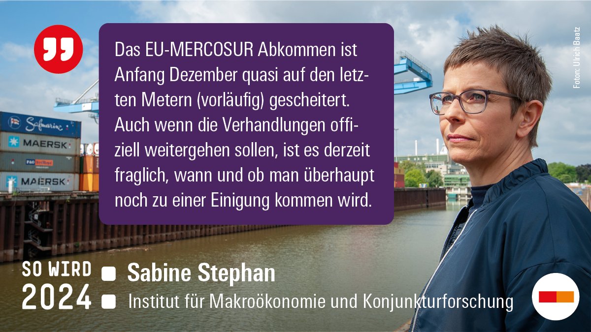 Wird das EU-MERCOSUR Handelsabkommen 2024 unterzeichnet, Sabine Stephan? Die Wirtschaftsprognosen unserer @IMKFlash -Expert:innen für #2024 : imk-boeckler.de/de/so-wird-202… #Sowird2024 #IMK
