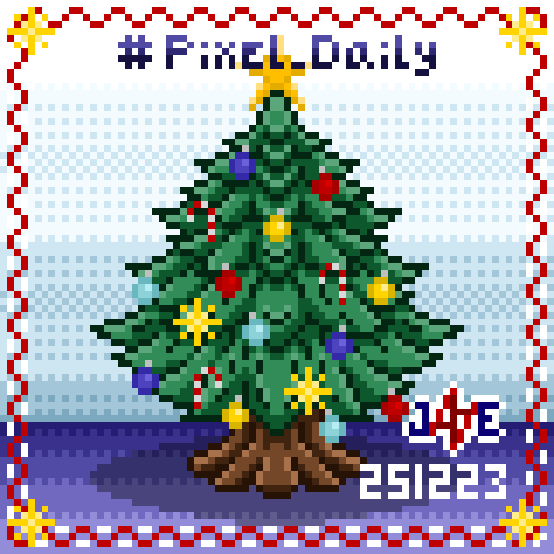 Jaaepixel's tweet photo. Merry Christmas guys, today I made this art for #pixel_daily number 10 and for The Christmas Day 🎄🎊🎁
"The Christmas Tree"
Hope your day will be shine with love.
#Christmas #pixelart #opencommission #VGenComm #jaae_arts https://t.co/onlCmboyXs