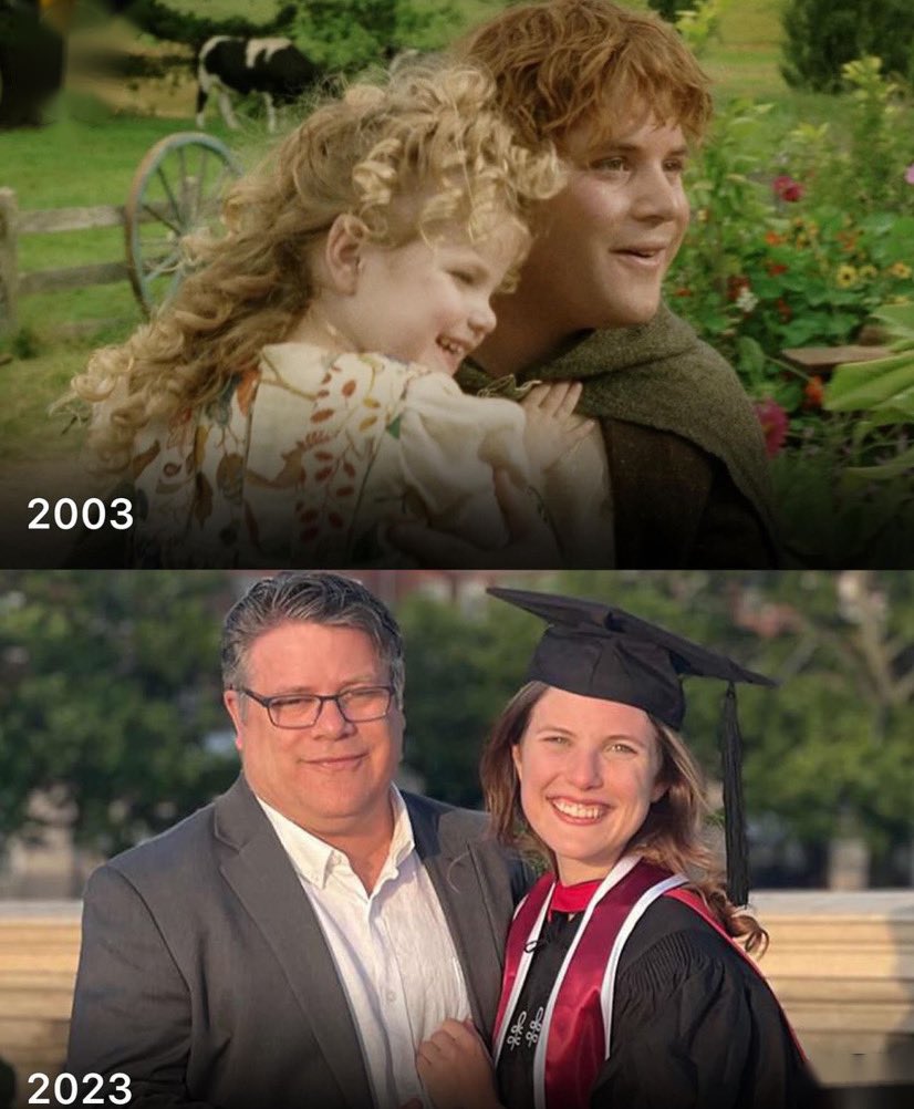 Sean Astin con su hija después de graduarse en la universidad de Harvard. 

¿Ya os sentís viejos?