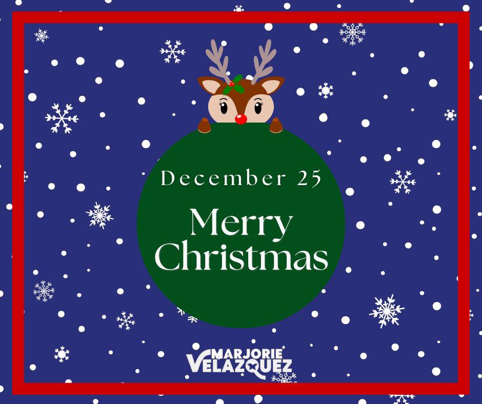 The Office of Council Member Marjorie Velázquez would like to wish all who celebrate a joyous Christmas. May your day be filled with love, family, positivity, and more!