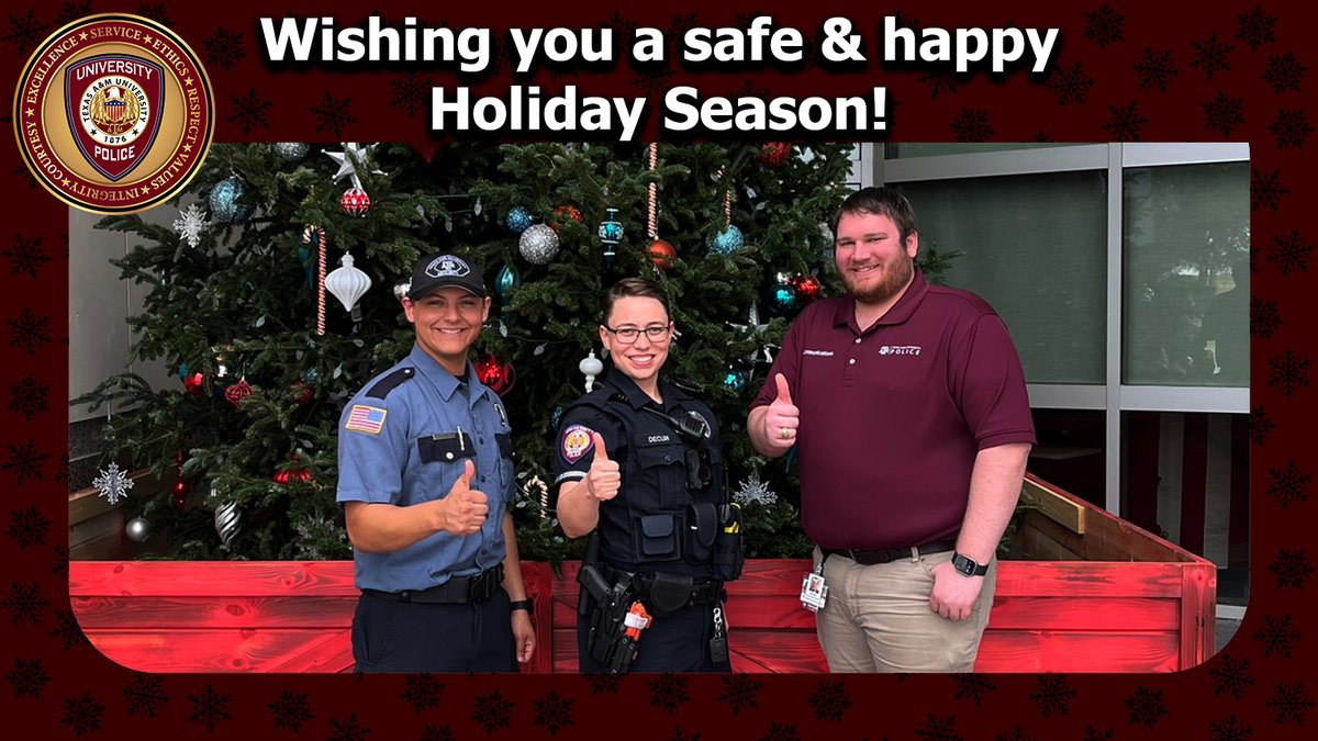 TAMUPolice's tweet photo. Whether at home or in Aggieland, wishing you a safe and happy holiday! https://t.co/Qk7nFIYUpw