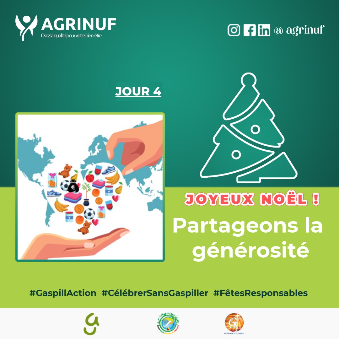 #JoyeuxNoël ! 🌟
Célébrons avec modération et partageons généreusement. Partagez vos surplus avec vos voisins pour réduire le gaspillage alimentaire pendant les fêtes. 🎄🌟

#Jour4 #CélébrersansGaspiller #GaspillAction #FêtesResponsables