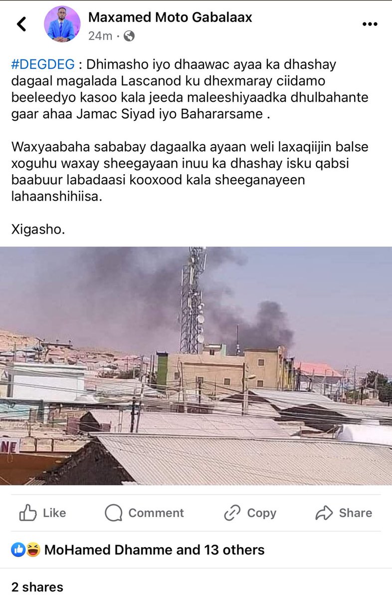 WajaaleMan's tweet photo. 📣 BREAKING NEWS: Las Anod Fighting
📰
CONFIRMED: news that there is huge #fighting broke out on the morning of #Christmas Day in Las Anod between the two prominent #Dhulbahante sub-clans: #Baharsame & Jamaa Siyaad.
I have just confirmed the news & corroborated it with people on the ground in #LasAnod this morning.
This is after Fihiima Quuje said many times over in different ways before that “#SSC-#Khatuumo” is not real or sustainable. Basically a failed project.
We’ll bring you more news as the story develops. Stay tuned folks!
@SSTHawdReserve @Hawd_iyo_xeeb @HAGGOOGANE @cabdifatax @muslimhero11 @MAE_Qaaje @xduulane1 @fawziadib @SirBaklava @MUDUG_USC @profmullah @Dhagaxdheerr @siigaale1