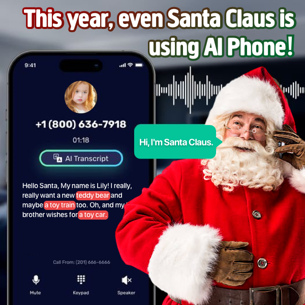 AIPhoneTeam's tweet image. Team up with Santa and experience the magic of AI Phone! 🎅✨ #TechSanta #AIPhoneMagic #Transcription #Translation #Record #AIPhone
