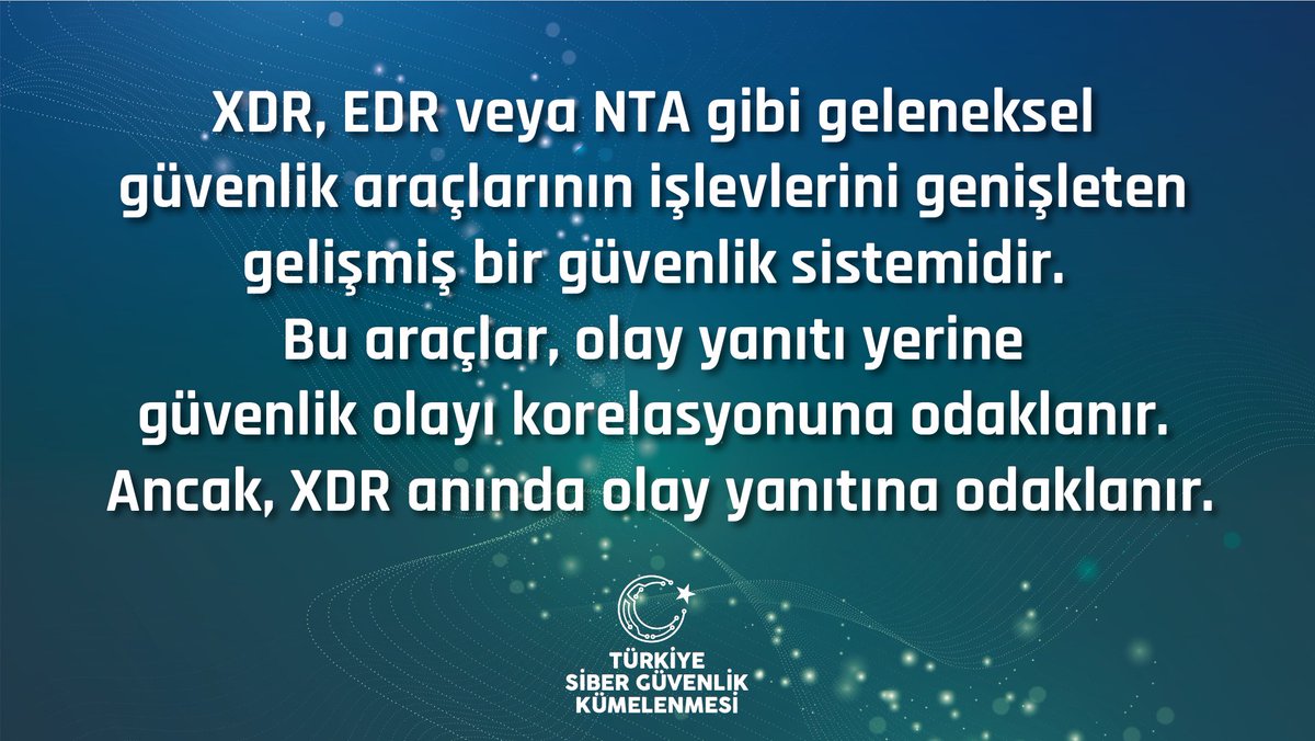 siberkume's tweet photo. XDR Nedir?
#xdr #sibergüvenlik #CyberSecurity https://t.co/EqbppJI6aC