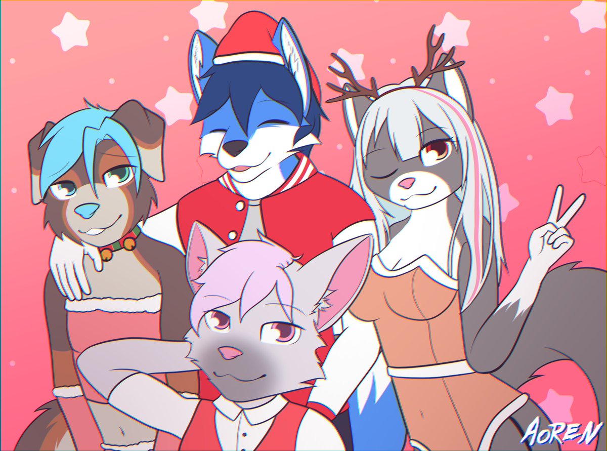 AorenFoxy's tweet photo. Christmas special art I made with me and my hubby's OCs. Merry Christmas to y'all🎄 https://t.co/mDvWND4HWk
