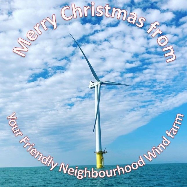 Merry Christmas from Your Friendly Neighbourhood Wind Farm™🎅🎄😊#Christmas #MerryChristmas #Windpower #Greenenergy #RampionVC #Sussex #Brighton #BrightonSeafront #OffshoreWindFarm #YourFriendlyNeighbourhoodWindFarm