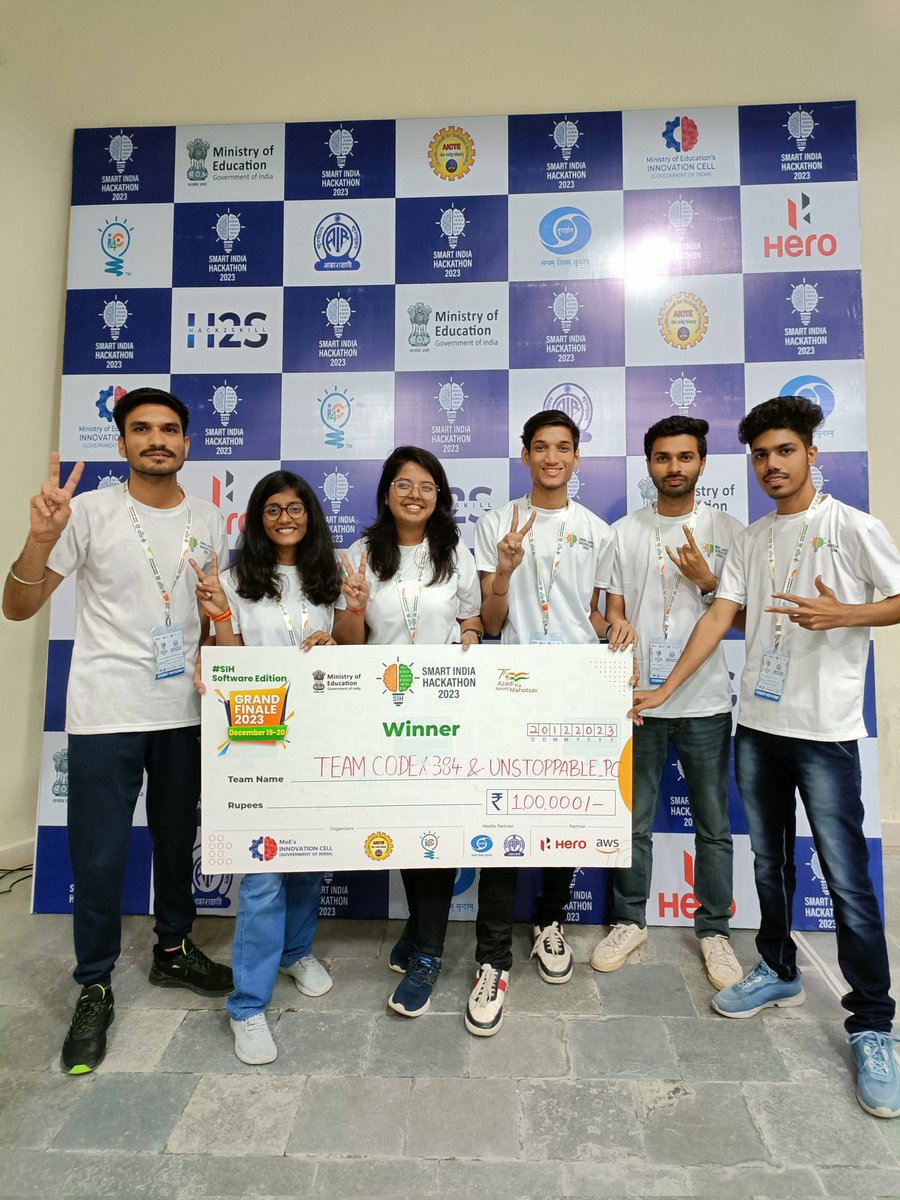 SIH 2023 winner 😎
Dreams come true moment
I still remember my first semester when hackathon, project, presentation was a big task and more than that making a good team
Blessed to have a great team, participated more than 5 hackathon this year and yeah finally we won✨✨
#sih2023