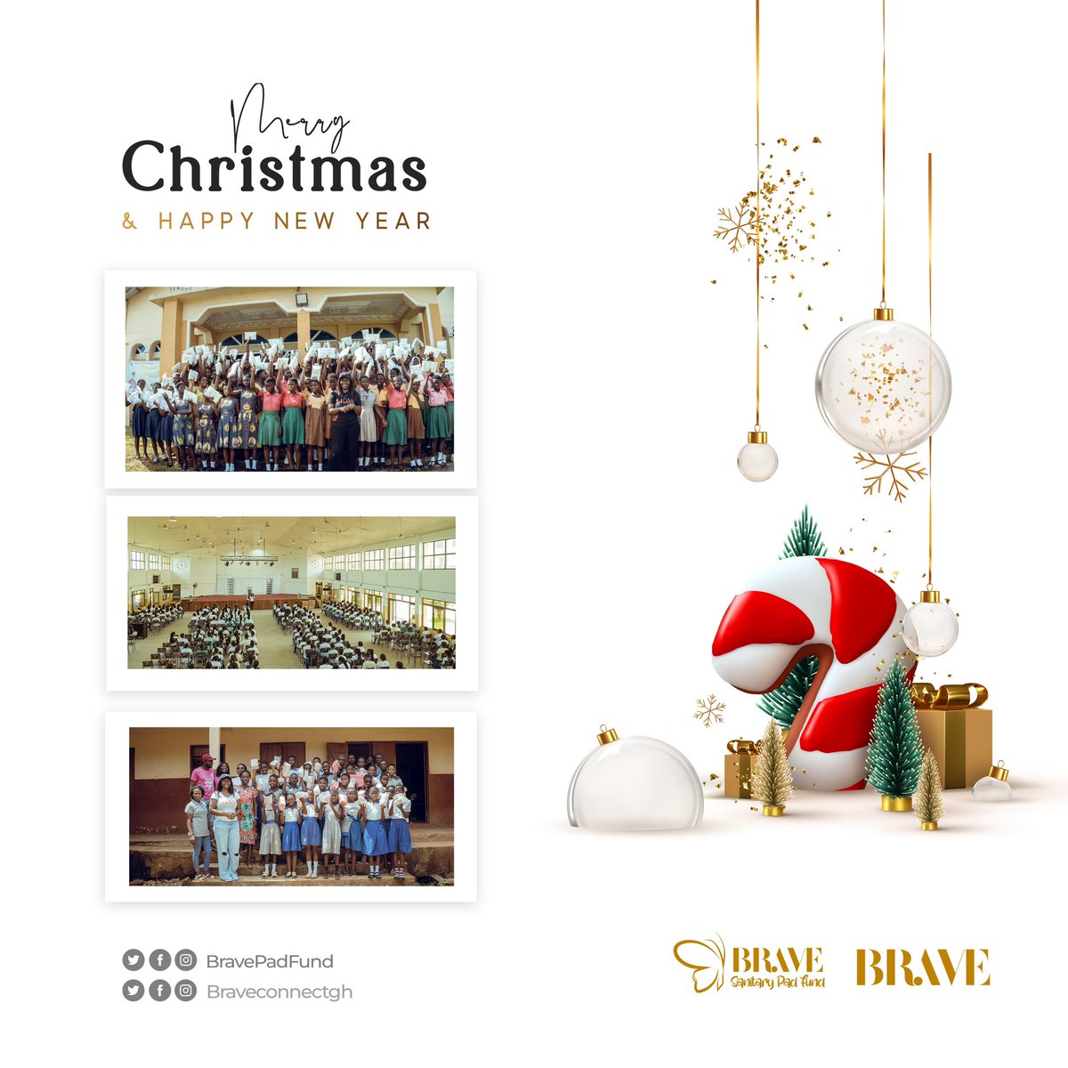 BravePadFund's tweet photo. Team Brave wishes you a wonderful Christmas and a Joyous New Year🎄🎁🎉

#Brave #BraveConnectGH #BravePadFund #BPF #MerryChristmas https://t.co/n7kUw7oxm6
