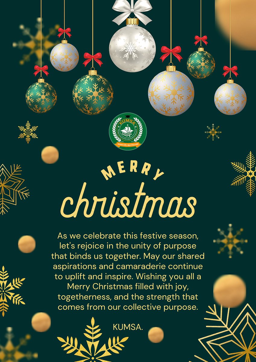 Kumsa23's tweet photo. As we celebrate this festive season, let's rejoice in the unity of purpose that binds us together. May our shared aspirations and camaraderie continue to uplift and inspire.Wishing you a season filled with joy, togetherness, and  strength that comes from our collective purpose. https://t.co/4XR2Tpt1xu