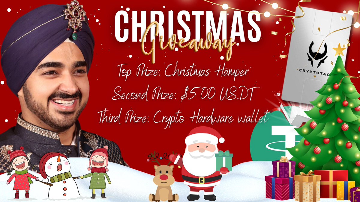 🎄CHRISTMAS MEGA #GIVEAWAY ‼️ 🌟 Prizes: 1st Prize: Festive Christmas Hamper 2nd Prize: $500 USDT 3rd Prize: Exclusive @CRYPTO_TAG Wallet To enter: - ❤️ Like & 🔄 Repost this tweet - 📲 Follow @EvanLuthra & @CryptoTheBoss - 🔔 Turn on notifications for both profiles and…