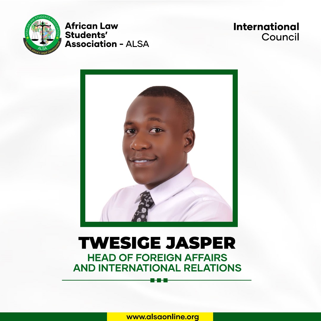 jaspertwesige1's tweet photo. I’m happy to share that I’m starting a new position as Head of Foreign Affairs an International Relations at African Law Students' Association!

CC: @AlsaAfrica 
         @AlsaLawuganda https://t.co/F3T4Ppw2HH