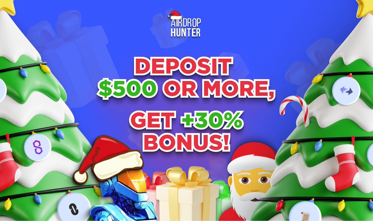 airhunter_drop's tweet image. 🎄Merry Christmas and Happy New Year, Hunters!  

☃ Wishing you joyful and bright holidays!

🎁 We made the best present for the new Hunters!

Deposit the platform up to $500 and get a +30% bonus as a gift within a week!

How to participate? Dive into this thread. 🧵