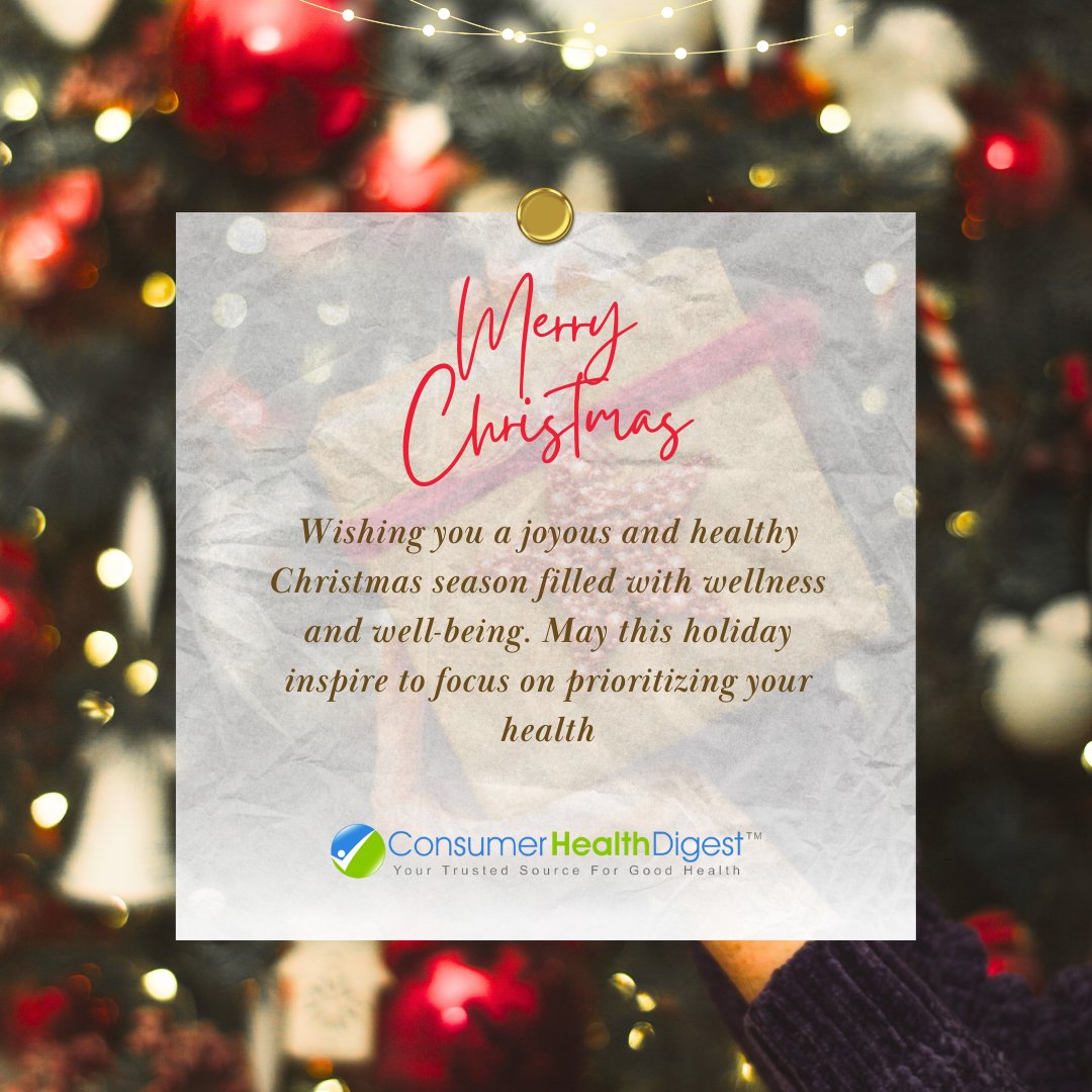 ConsumerHDigest's tweet image. Wishing you a Merry Christmas filled with joy, good health, and well-being. This festive season, let&apos;s remember the importance of overall health. May your days be merry, bright, and full of vitality.🎄🎅
#MerryChristmas #MerryChristmasToAll #consumerhealthdigest
