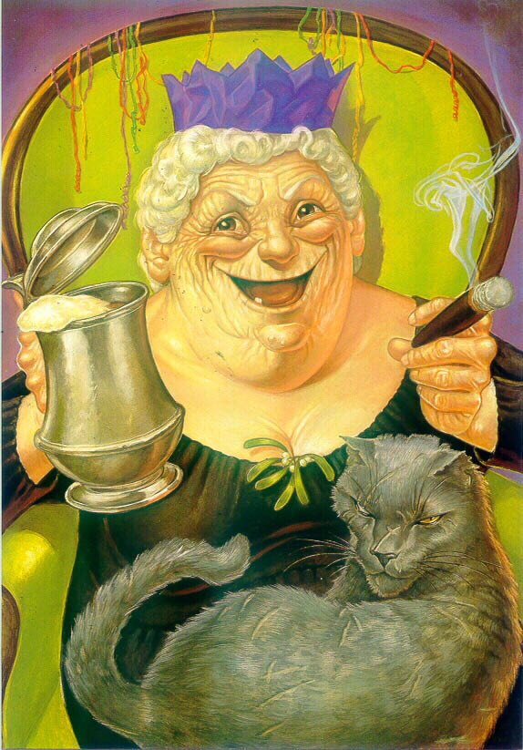rhipratchett's tweet photo. Happy Hogswatch! Ho! Ho! Ho! Loving seeing pictures of Tiffany Aching’s Guide to Being a Witch appearing from beneath trees &amp; stockings. Don’t forget,  #MythicalCreatures starts again this lunchtime at 1.45pm on @BBCRadio4 with helpful Hobs. Blessings be upon your festivities. https://t.co/uX0yxFYaQl