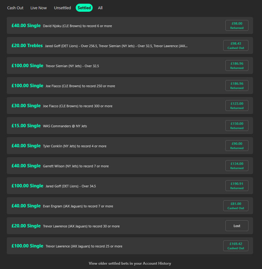 danhalllive's tweet photo. Decent day on props 11-1 ! Including +900 betbuilder, another +900 (cashed out as 4/1 winner), Flacco +310, Wilson +235
We love #SDQL #B365 #NFL https://t.co/i5oWlUvxu4