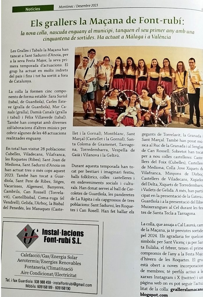 grallersMACANA's tweet image. Sortim al @Rev_Montonec 
Fem repàs de la primera temporada de la colla #grallers #fontrubi
@AjFont_rubi