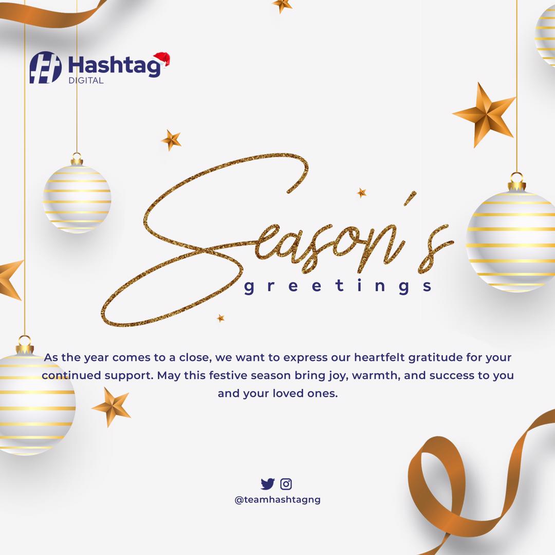 teamhashtagng's tweet photo. A Merry Christmas from all of us at Hashtag to you, with big cheers 🥂

May the Joy and Warmth of the season remain in your hearts and homes.

#MerryChristmas #SeasonsGreetings #CheersFromHashtag #Christmas2023 https://t.co/Lns6hv6nd0