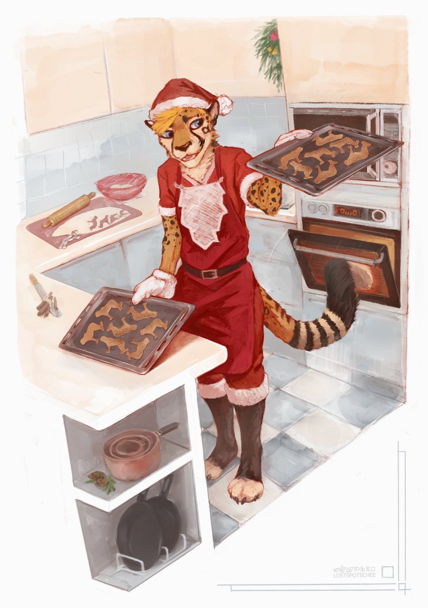 Losty_Spotless's tweet image. it's became kinda tradision @littlecheetah_  commissioned me the Christmas postcard to bring  all of us some holiday's mood, with a flavor of fresh baked cinamon cookies.