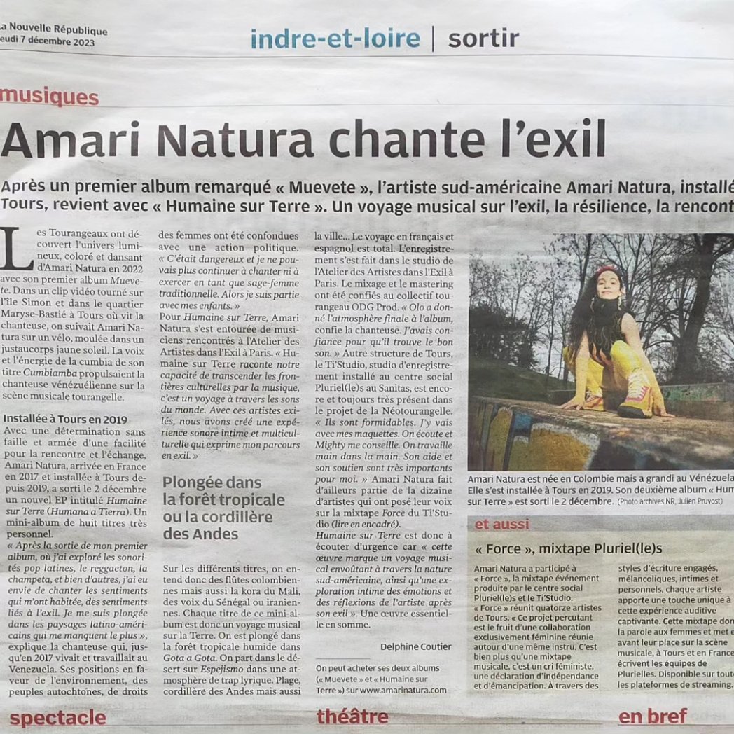 Merci beaucoup💛🙌 Madame la Journaliste ✍️ Delphine Courtier  <a href="/la_nr_dco/">delphine coutier</a> <a href="/NR_Tours/">NR Tours</a> <a href="/lanouvellerep_/">La Nouvelle République</a> pour avoir raconté fidèlement cette histoire de musique et de résilience à <a href="/villedetours/">Ville de Tours</a> ..a bientôt 🍀