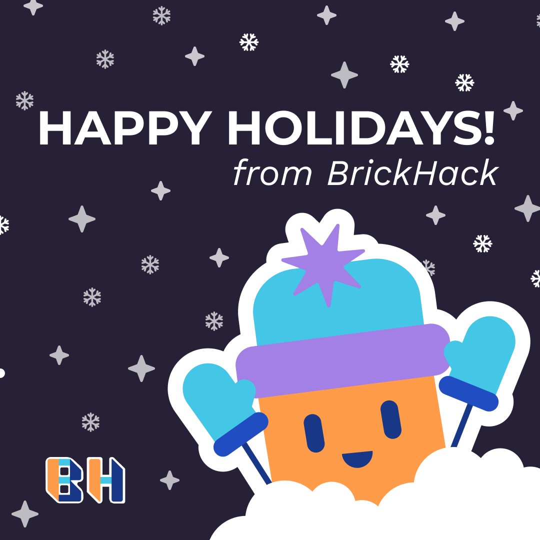 BrickHack (@brickhackrit) on Twitter photo Happy Holidays from BrickHack! ⛄️❄️
Whether you're coding up a storm or taking a well-deserved break, we hope this season brings you lots of joy and festive cheer. Be sure to keep an eye out for BrickHack X's registration in the new year. Happy Holidays from BrickHack! ⛄️❄️
Whether you're coding up a storm or taking a well-deserved break, we hope this season brings you lots of joy and festive cheer. Be sure to keep an eye out for BrickHack X's registration in the new year.