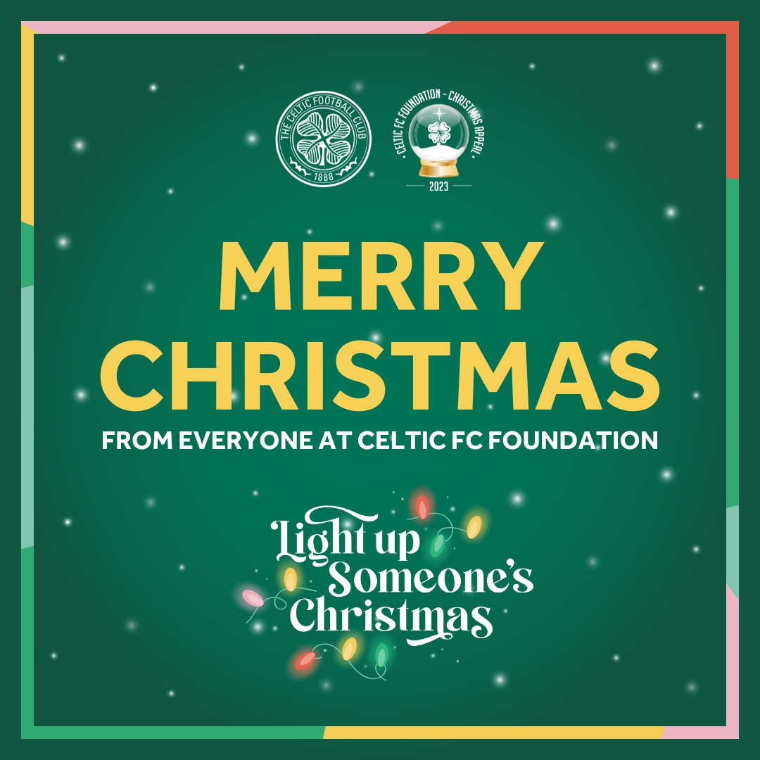 From everyone at Celtic FC Foundation, thank you so much for making #ChristmasAppeal2023 our most successful Appeal ever 👏 

Wishing you all a very Merry Christmas! 🎅💚