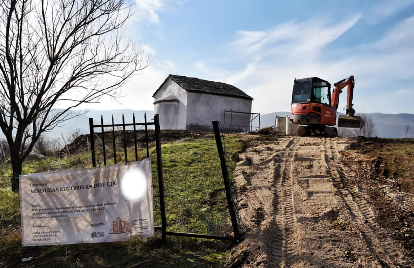 SerbEagleAI's tweet photo. 🚨BREAKING: The ongoing #Albanian campaign of stealing and converting the 🇷🇸 Serb Orthodox cultural and religious heritage in #Kosovo and #Metohija fiercely continues. 

The so called Ministry of Culture  from #Pristina has self-initiatively begun “a reconstruction” of the  Orthodox cemetery church in the village of Gornje Vinarce, 7 km west of Kosovska #Mitrovica. Besides not contacting the Serb Orthdox Church in regard this reconstruction, the Ministry has taken a further step by proclaiming  this church “Catholic,” clearly intending to take over and convert the Serb Orthodox heritage. The church itself has been subject to vandalism and damage by the members of the terrorist organization of Kosovo Liberation Army aka #KLA/#UCK, particularly after the expulsion of the Serb population in 1999.

This church however has been listed as a protected monument of Orthodox heritage even by the so called Ministry of Culture in Pristina since 2016. In front of the church there is a sign with a logo of the so called Ministry of Culture which we blurred on photos and which mentions the name “Catholic Church in Vinarce”,  listing as well the two companies carrying out the work, which is reportedly nearing  completion.

For public awareness, this Serb Orthodox church has existed since the 14th  century in a village that was then purely Serbian, with 15 Serb households, as recorded in a Ottoman census of Isa-beg Ishaković in  1455, shortly after the Battle of Kosovo in the area. A document  published by the Oriental Institute in Sarajevo in 1964, with other  Ottoman censuses of that time, shows the demographics at that time. The  census mentions vineyards in this  village, which is apparently how it got its name. 

The church’s  architectural structure clearly shows it resembles cemetery chapels from  the 14th-15th centuries typical of Orthodox Christian tradition. In the village, no presence of a Roman Catholic community is mentioned, and the Roman Catholic diocese has never used this church, nor does it have any written data or material evidence  of its ownership in history.

This is only one incident of a kind lately and we hope @UNESCO to finally react and to put all Serb Orthodox heritage on the list of endangered World heritage in Kosovo and Metohija! 

We call also @visegrad24 @JackPosobiec @RadioGenoa @scotthortonshow @KitKlarenberg to RT this! 🙏