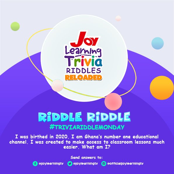 JoyLearningTV's tweet photo. The Joy Learning Trivia Riddle still continues in full force 🤗

Be the first to answer!#TriviaRiddleMonday 

#TriviaRiddleonJoyLearning https://t.co/2G4RKk4lED